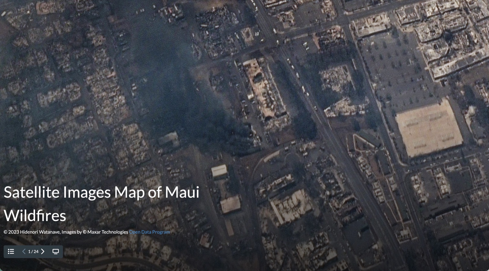 Satellite Images Map of Maui Wildfires のローカル画像